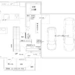 51坪｜2台分の大型ガレージと繋がる2LDK　2階建ての間取りプラン　